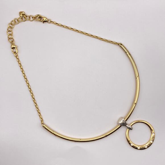 Signed BRIGHTON Covet‎ Gold And Silver Plated Necklace Collar Choker Crystal Mod - Picture 1 of 8